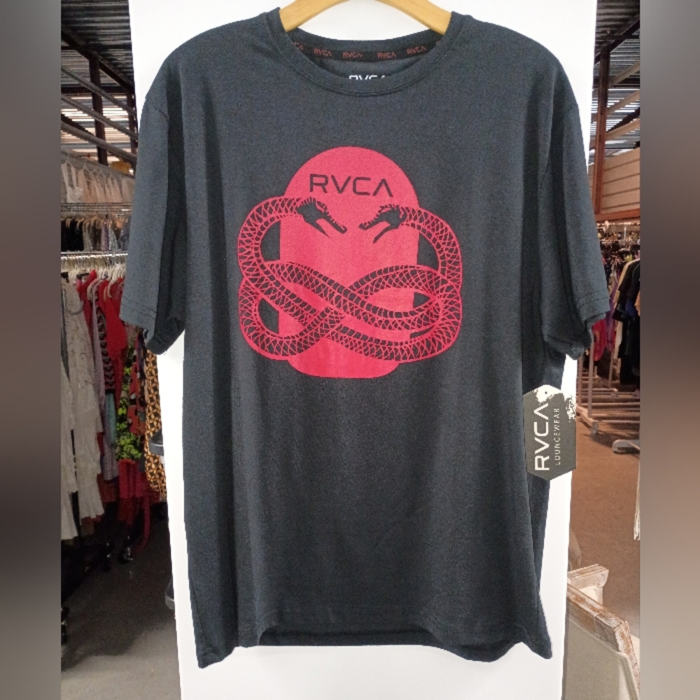 RVCA Black Tee with Red Snake Design